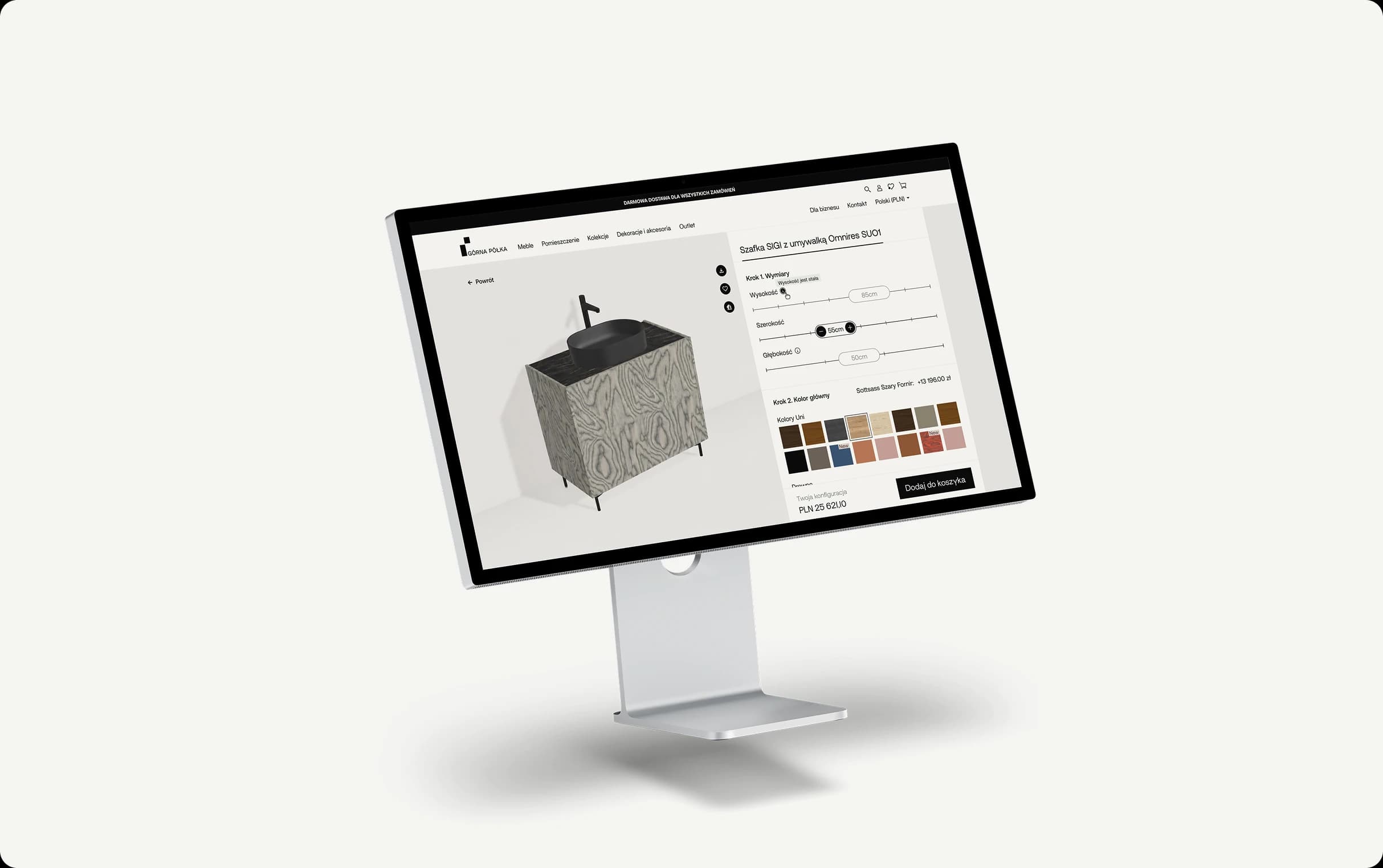 Górna Półka redesigned configurator on a Studio Display