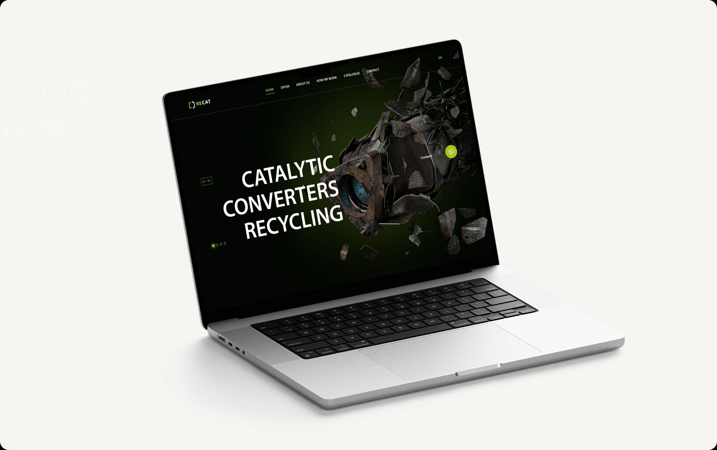 RECAT recycling company website shown on a MacBook Pro