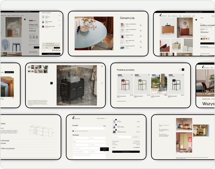 Collage of additional Upper Half screens applying the same design system across the site