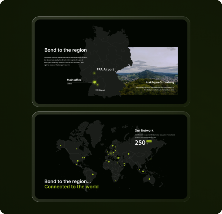 Redesigned RECAT homepage — regional reach map section